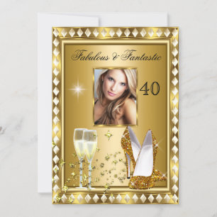 Invitation Fabulos 40 Photo Or Glam Hollywood Anniversaire 4
