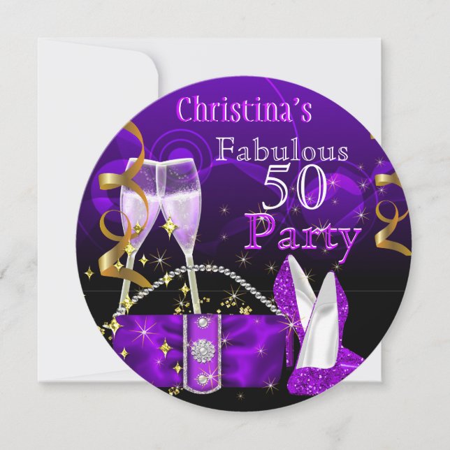 Invitation Fabulos 50 Fantastiques Escarpins Violets Champagn (Devant)