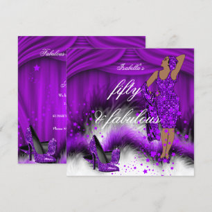 Invitation Fabulos 50 Lady Purple Escarpins Fête d'anniversai