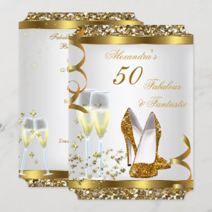 Invitation Fabulos 50 Merveilleux Talons Dorés Fête d'Anniver
