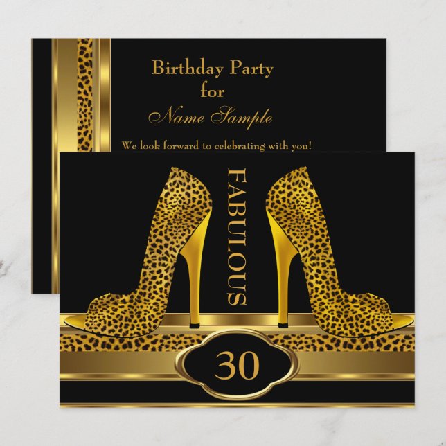 Invitation Fabulos Chaussures à Talons Hauts Fête Or Léopard  (Devant / Derrière)