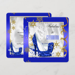 Invitation Fabulos Chaussures Talons Hauts Bleu Or Blanc Cinq