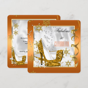 Invitation Fabulos Chaussures Talons Orange Or Blanc 50 ans F