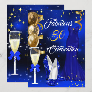 Invitation Fabulos Talons Bleu Royal Champagne 30 Or