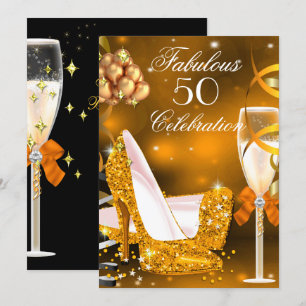 Invitation Fabulos Talons Hauts Orange Or 50 Fête 3