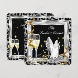 Invitation Fabulosa Fête d'anniversaire des 50 ans Silver Leo