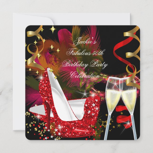 Invitation Fabulose Fête Chaussures à Talons Hauts Paillettes (Devant)