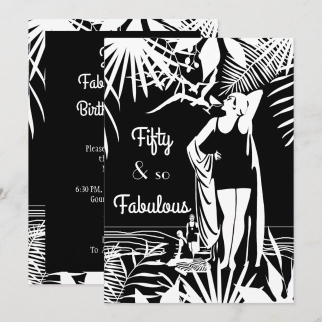 Invitation Fabulosité 50 ans Fête d'anniversaire Déco Dame No (Devant / Derrière)