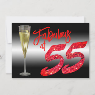 Invitation Fabulosité à 55 ans Anniversaire Paillettes Corail
