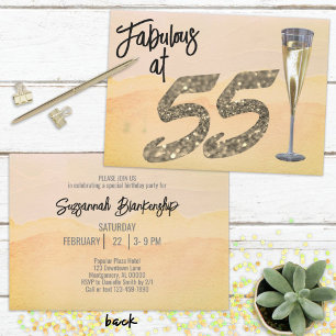 Invitation Fabulosité à 55 Fête d'anniversaire Aquarelle past