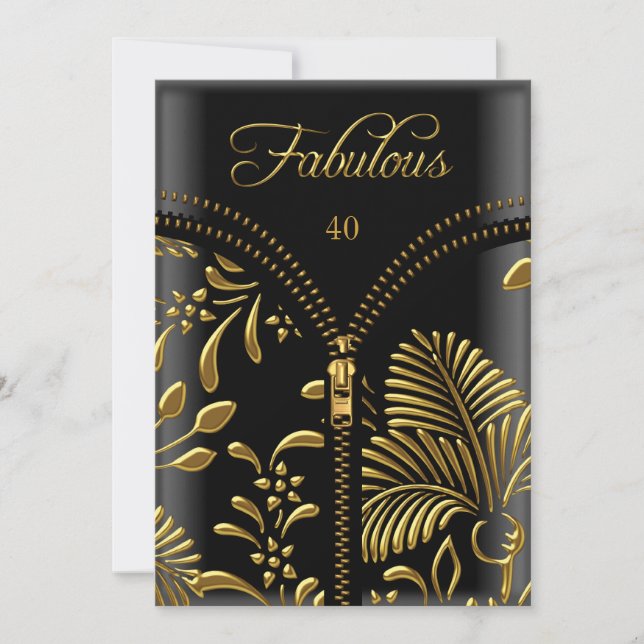 Invitation Fabulosité tout âge Corset noir or Anniversaire (Devant)