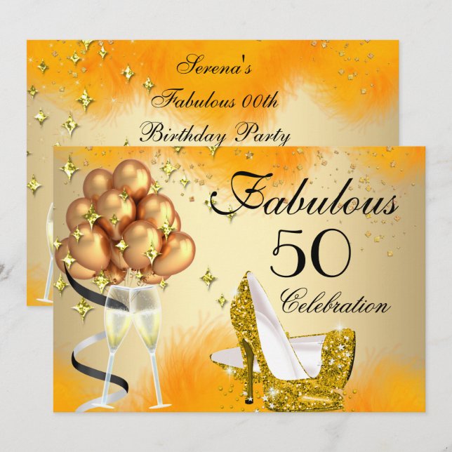 Invitation Fabulosus 50 Crème Or Jaune Chaussures à Talons Ha (Devant / Derrière)