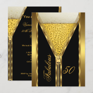 Invitation Fabulosus 50 Élégant Zip Bière Dorée Boire 2