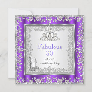 Invitation Fabulous 30 Party Purple Silver Chaussures