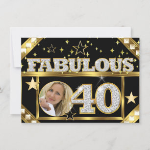 Invitation Fabulous 40 Rétro Glamour Hollywood Or Photo 4