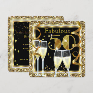 Invitation Fabulous 50 Anniversaire Champagne Blanc Or