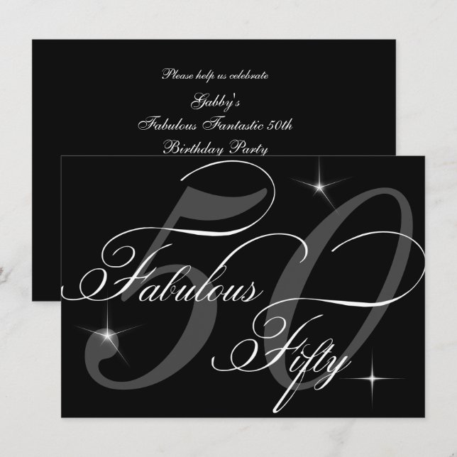 Invitation Fabulous 50 cinquante ans Anniversaire de 50 ans F (Devant / Derrière)
