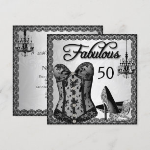 Invitation Fabulous 50 Noir Corset Argent Talons Hauts Fête