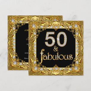 Invitation Fabulous 50 Or Diamant sur Fête d'Anniversaire Noi