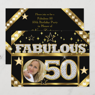 Invitation Fabulous 50 Rétro Glamour Hollywood Or Photo 4