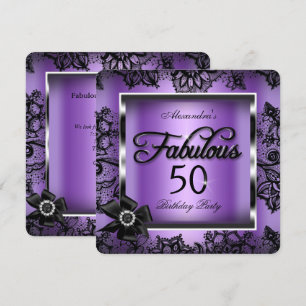 Invitation Fabulous 50 Soirée Pourpre Damas Broderie Noire Pe