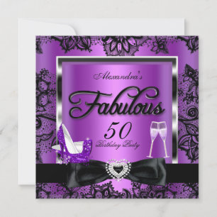 Invitation Fabulous 50 Soirée Talons Hauts Champagne Violet