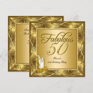 Invitation Fabulous 50 talons hauts Fête d'anniversaire en or