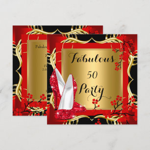 Invitation Fabulous 50 Talons Rouges Blossom Noir Or