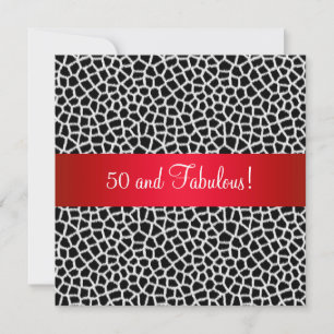 Invitation Fabulous 50ème Impression Animale Fête Noir Blanc 