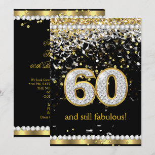 Invitation Fabulous 60 Or Streamers Argent Or 60e Fête