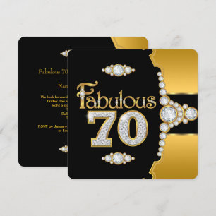 Invitation Fabulous 70 70e Anniversaire Or Noir Diamant