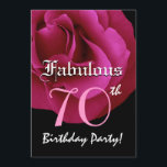 Invitation Fabulous 70th Birthday Party Ruby Red Rose W1485<br><div class="desc">Cette rose rouge rubis est une jolie et élégante façon de faire invitation aux gens à une fabuleuse fête du 70e anniversaire. Tout le texte est entièrement personnalisable. Vous pouvez expérimenter différents types de papier en cliquant sur l'onglet "Options d'invitation" dans le coin supérieur droit. Je vous recommande le papier...</div>