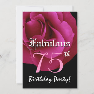 Invitation Fabulous 75 Anniversaire de la fête Ruby Red Rose