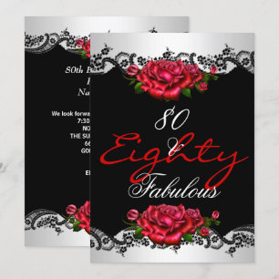 Invitation Fabulous 80 80e Anniversaire Fête Roses Rouges Bla