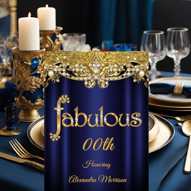 Invitation Fabulous anniversaire Bleu Acier Violet Perles  (Créateur téléchargé)