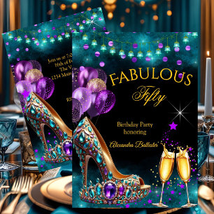 Invitation Fabulous Champagne anniversaire Talon Violet Sarce