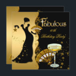 Invitation Fabulous Deco Lady 50th Birthday Party Gold Black<br><div class="desc">Fabulous Elite Élégante dame Art Déco Avec Fan 50e Anniversaire Fête Gold Champagne noir</div>