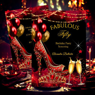 Invitation Fabulous Fête d'anniversaire Champagne talon Rouge