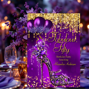 Invitation Fabulous Fifty Fête Talon aiguille Violet Paillett