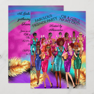 Invitation Fabulous Friends Party Girls Night Out Colorful