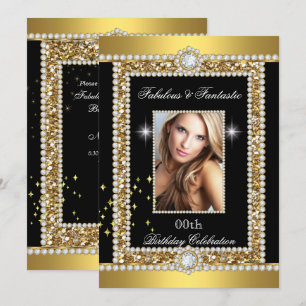 Invitation Fabulous Gold Black Glamor Hollywood Diamond