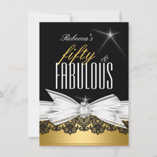 Invitation Fabulous Gold Black Lace 50e fête d'anniversaire