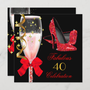 Invitation Fabulous Parties scintillant rouge talons Black Go