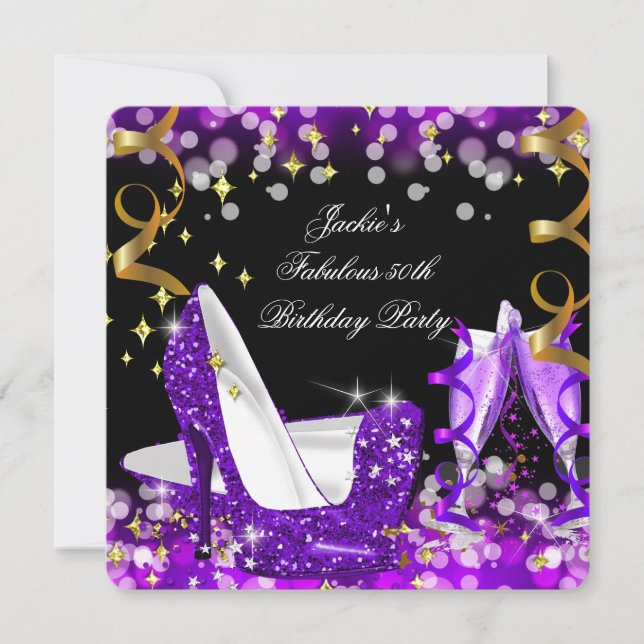 Invitation Fabulous Parties scintillant violet haut talon 50e (Devant)