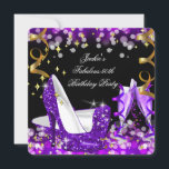 Invitation Fabulous Parties scintillant violet haut talon 50e<br><div class="desc">50 & Fantastic Fabulous Purple Parties scintillant Gold Champagne 50 & Fantastic Black Birthday Party stiletto High Heel Chaussures Fabuleux 50 50's 50th Elegant Birthday Party Champagne. Femmes. Elegant Classy Toutes Les Invitations D'Occasion. Invitations d'anniversaire de fête Modèle Chaussures talon haute. Customisez avec vos propres détails et votre âge. Modèle...</div>