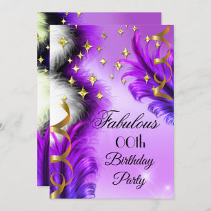 Invitation Fabulous Purple Feathers or fête d'anniversaire