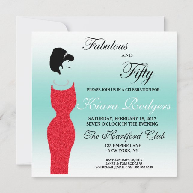 Invitation Fabulous Tiara Party et 50 fête de 50e anniversair (Dos)
