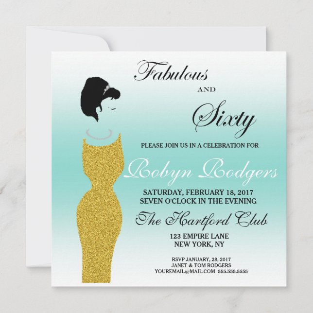 Invitation Fabulous Tiara Party et 60 fête du 60e anniversair (Dos)