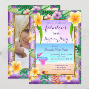Invitation Fabulous Tropical Purple cocktails Photo Party