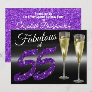Invitation Fabulouse à 55 ans Fête d'anniversaire fille paill
